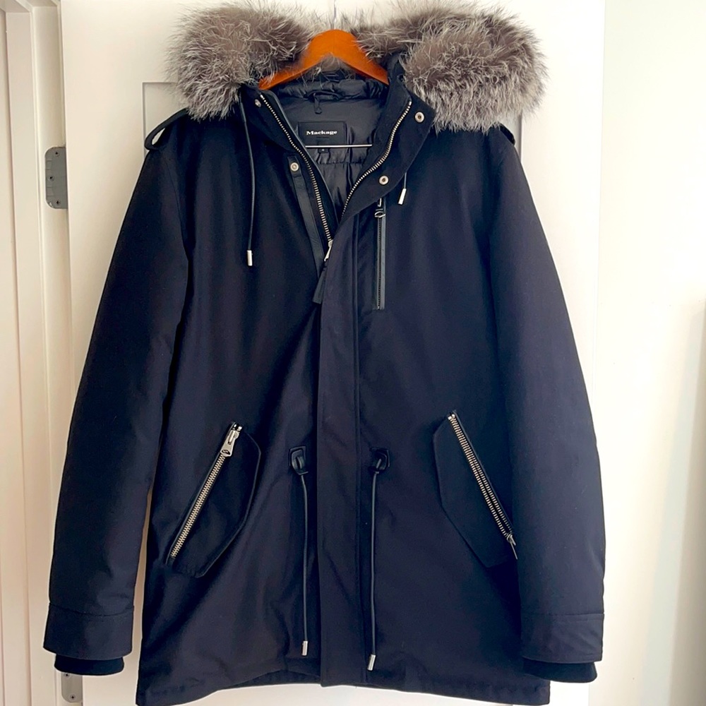 COPY - Black Mackage down parka with detachable fur hood